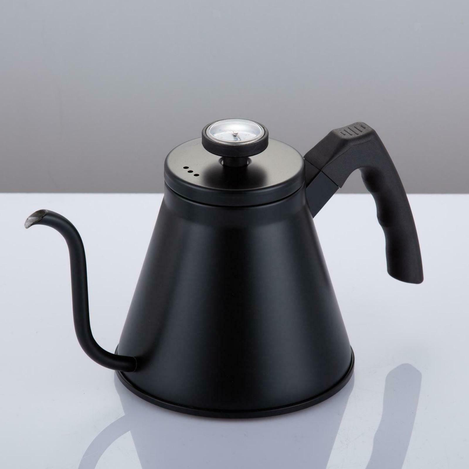 Gooseneck Coffee Pour Over Kettle Flow Spout and Thermometer for Stovetops