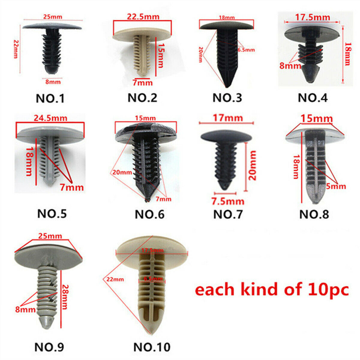 100pc Car Body Plastic Screw Fasteners Trim Moulding Clip Assortments UNIVERSAL