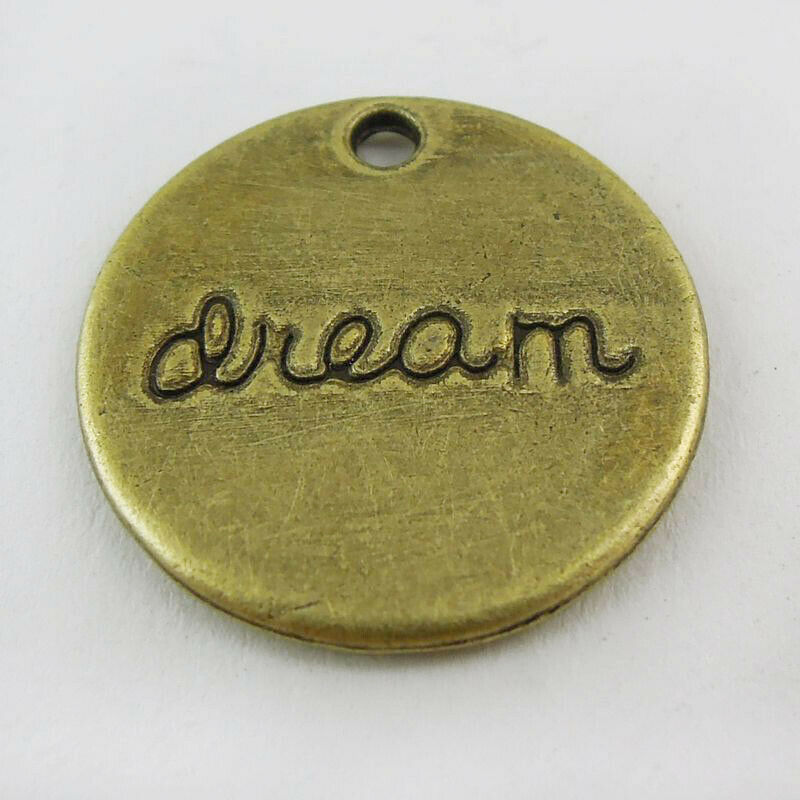 15pcs Antiqued Bronze Alloy Moon Tag Round Charm Pendant Earring Findings 20*2mm