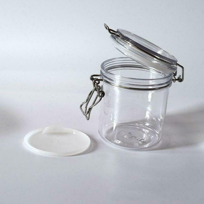 500ML Plastic Round Clip Top Storage Jar With Airtight Seal Lid Kitchen Food