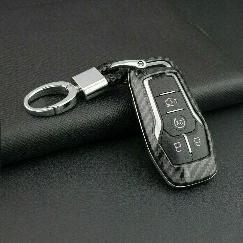 Carbon Fiber Hard Smart Key Cover For Ford Lincoln Accessories Chain Case Holder
