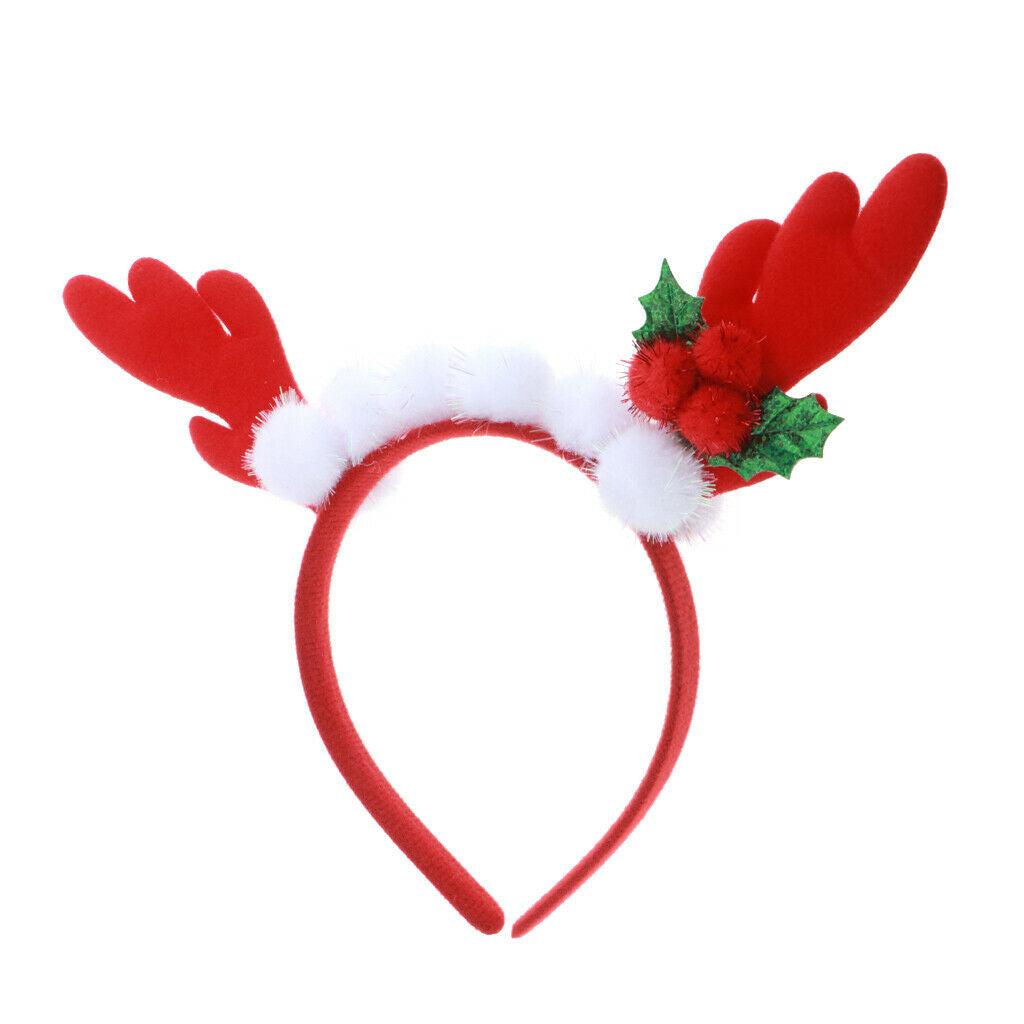 Christmas Headband Reindeer Antler Hair Hoop Christmas Costume Party Red