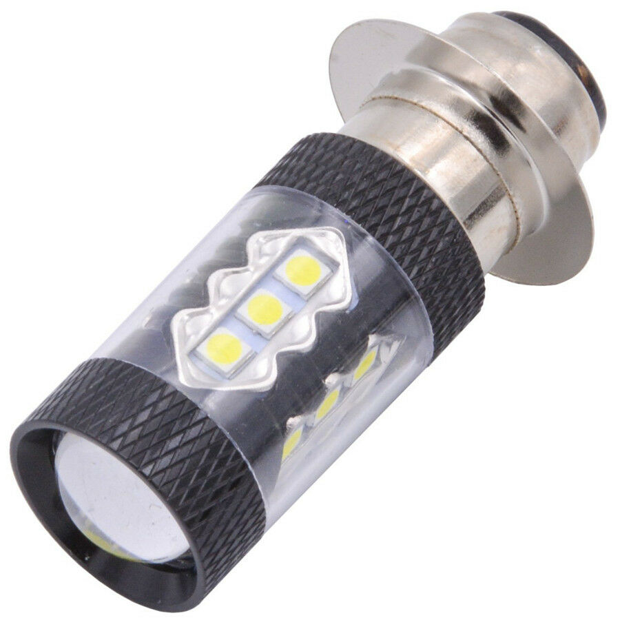 2x P15D 6500K 80W 16 LED Motorcycle Headlight Projector DRL Fog Light Hi/Lo Bulb