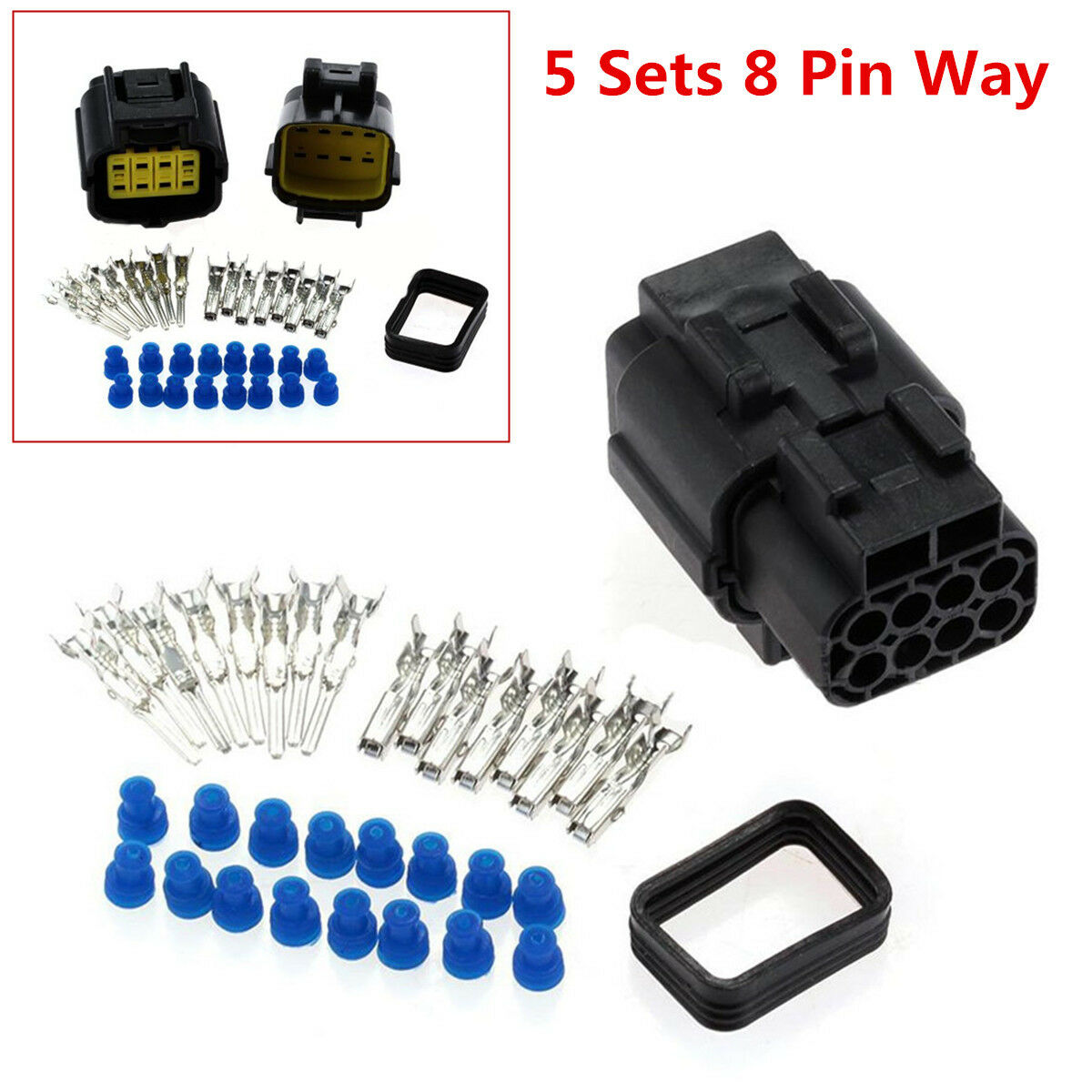 5 Sets 8 Pin Way Waterproof Wire Connector Plug Auto Sealed Electrical Car Truck