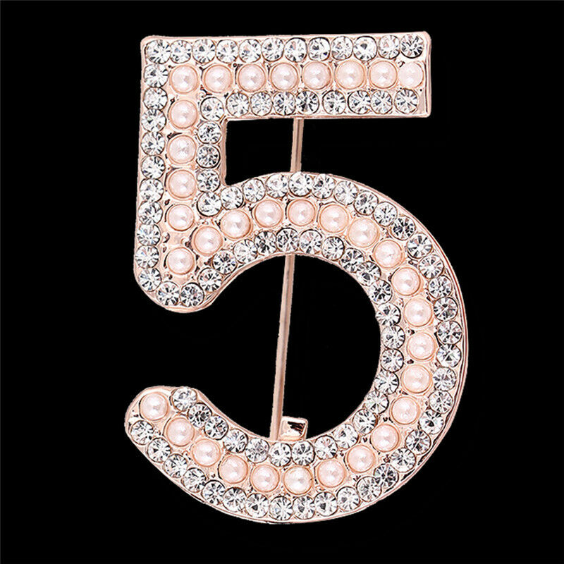 Letter 5 Brooch Pin Rhinestone Crystal Coat Collar Brooch Wedding Jewelry Gif Tt