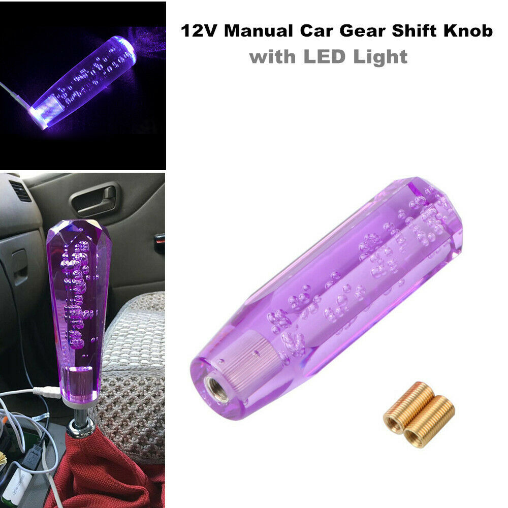 12V Interior Manual Car Extended Gear Lever Stick Shift Knob Head w/ LED Light