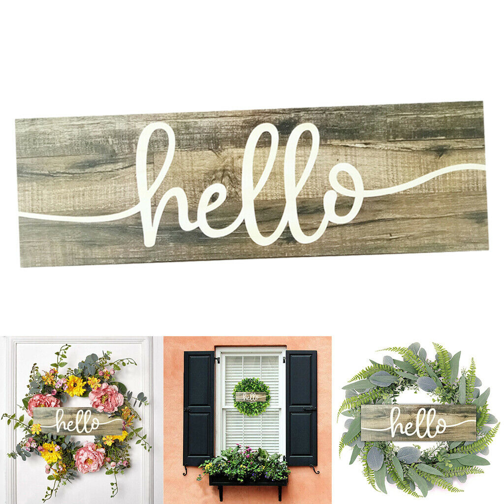 Hello Painted Wood Plaque DIY Farmhouse Home Decor for Door Cafe
