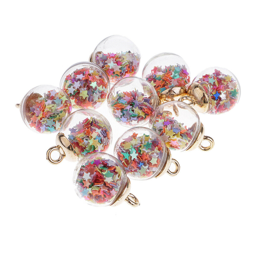 20xLucky Star Glass Wishing Ball Pendant Charms DIY Necklace Earring Jewelry