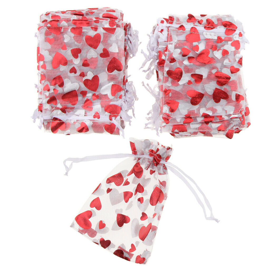 Lot of 100pcs  Love Heart Drawstring Gift Pouch Candy Gifts Bag