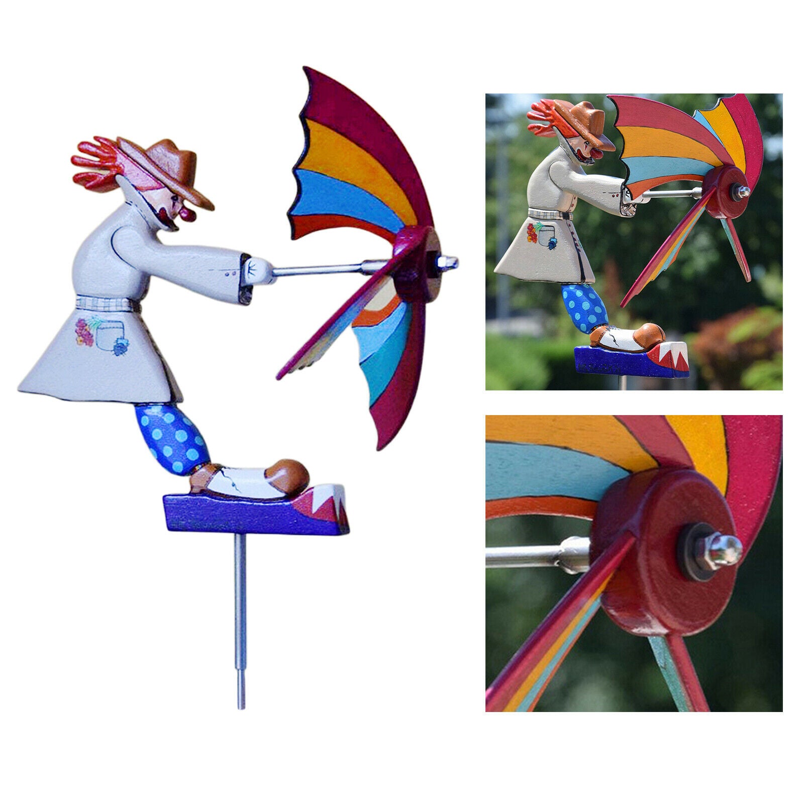 Whirligig Asuka Clown Windmill Clown Spinner Outdoor Garden Yard Decor