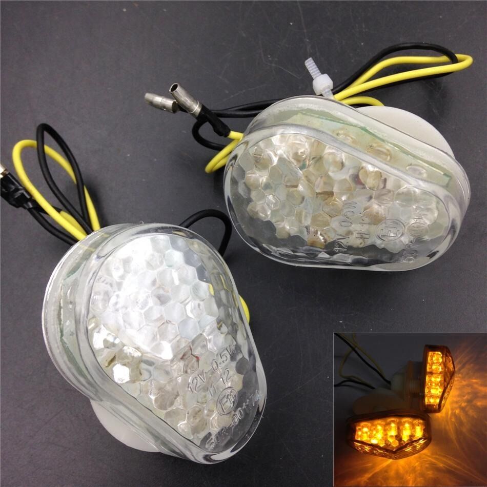 LED Turn Signals Lights for Kawasaki ZX6R ZX7R ZX9R ZX10R ZX12R ZZR600 Clear