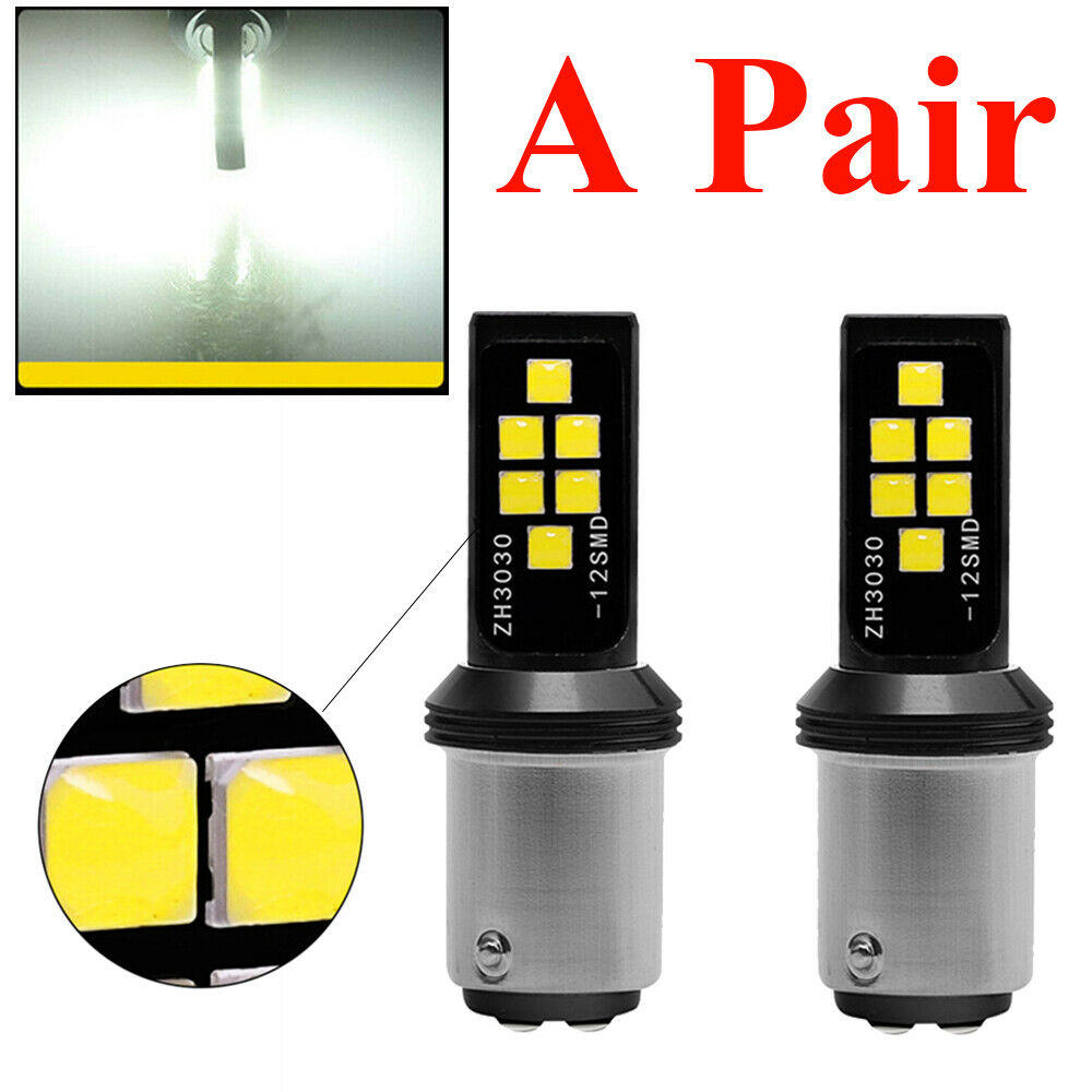 2Pcs 1157 Switchback LED Front Turn Signal Parking DRL Light Bulbs White Lamp