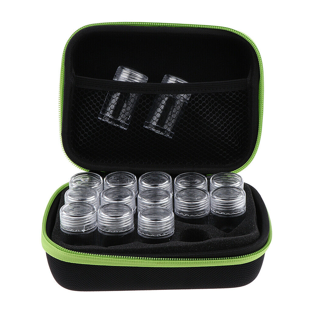 Essential Oil Storage Bag Travel Case Holder Organizer+15Pcs Bottle Green