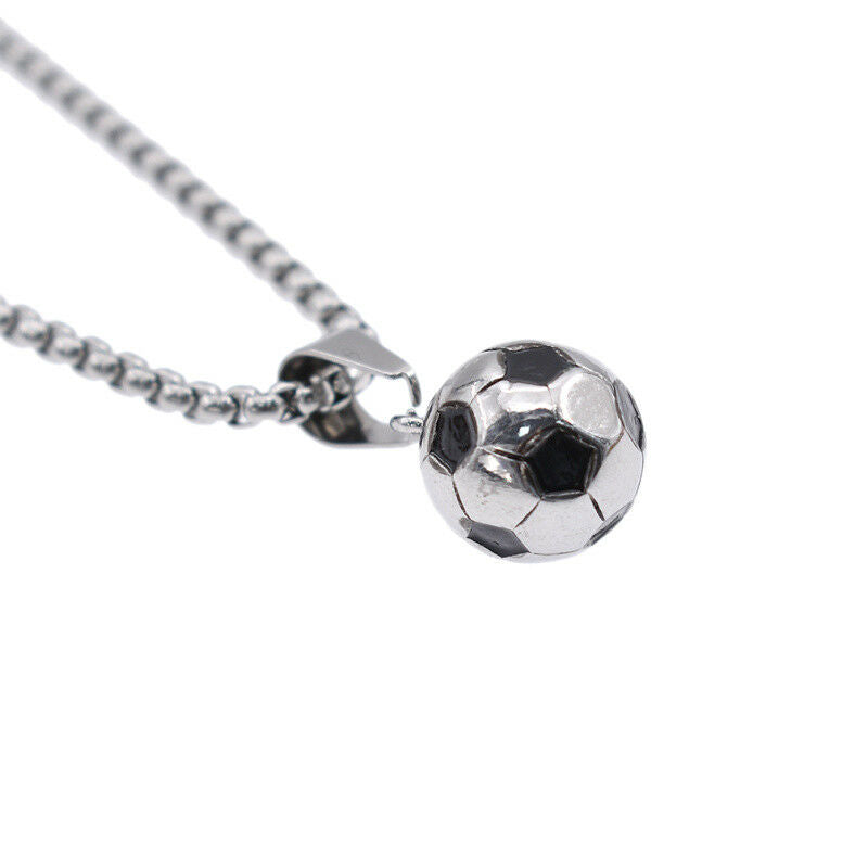 Football Necklace Soccer Sports Style Charm Jewelry Stainless Steel Chain Gift