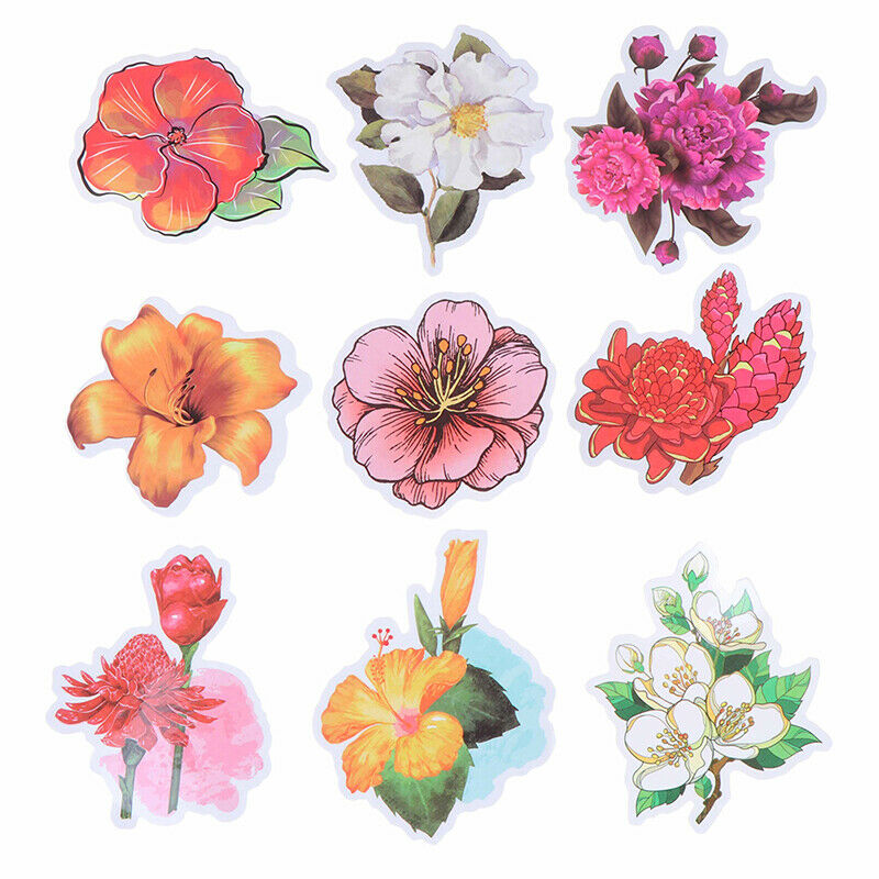 50XBeautiful Colorful Flowers Blooms Stickers for Skateboard Bicycle Suit.l8