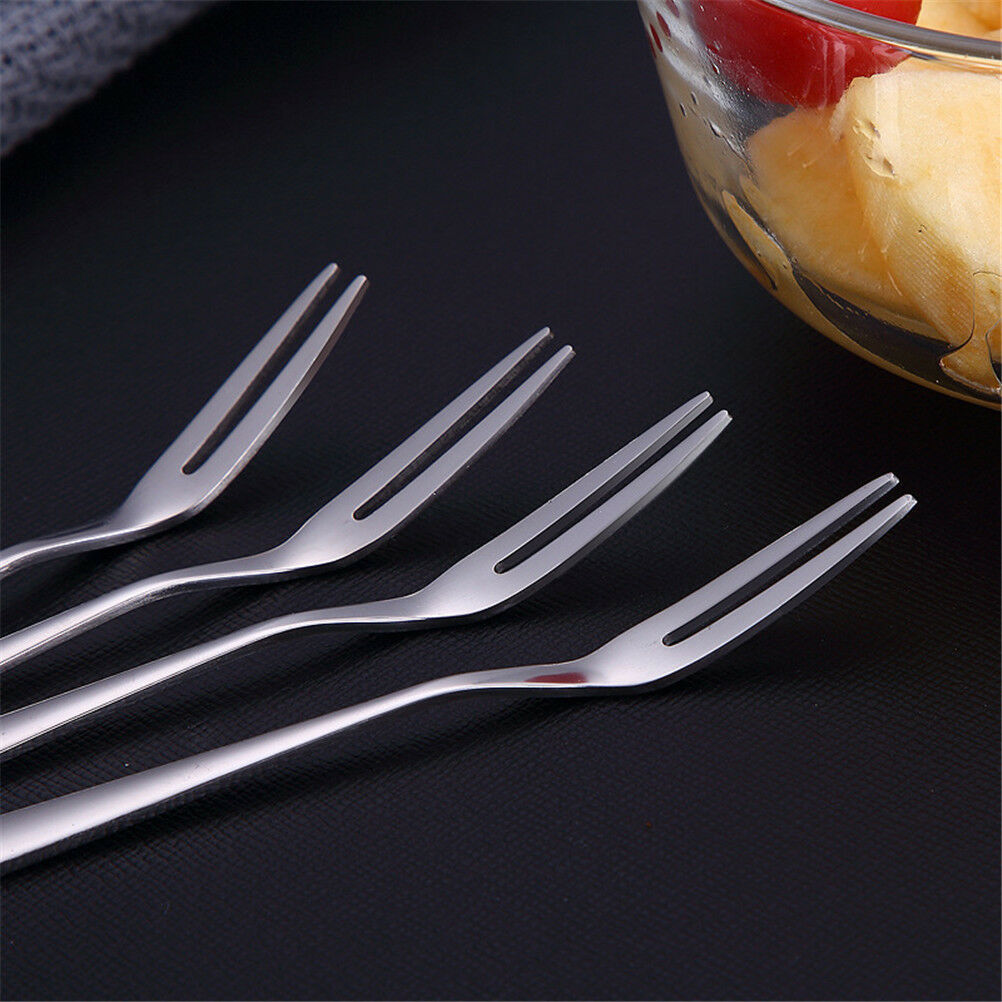 6pcs creative stainless steel fruit sign two tooth fork cake dessert for.l8