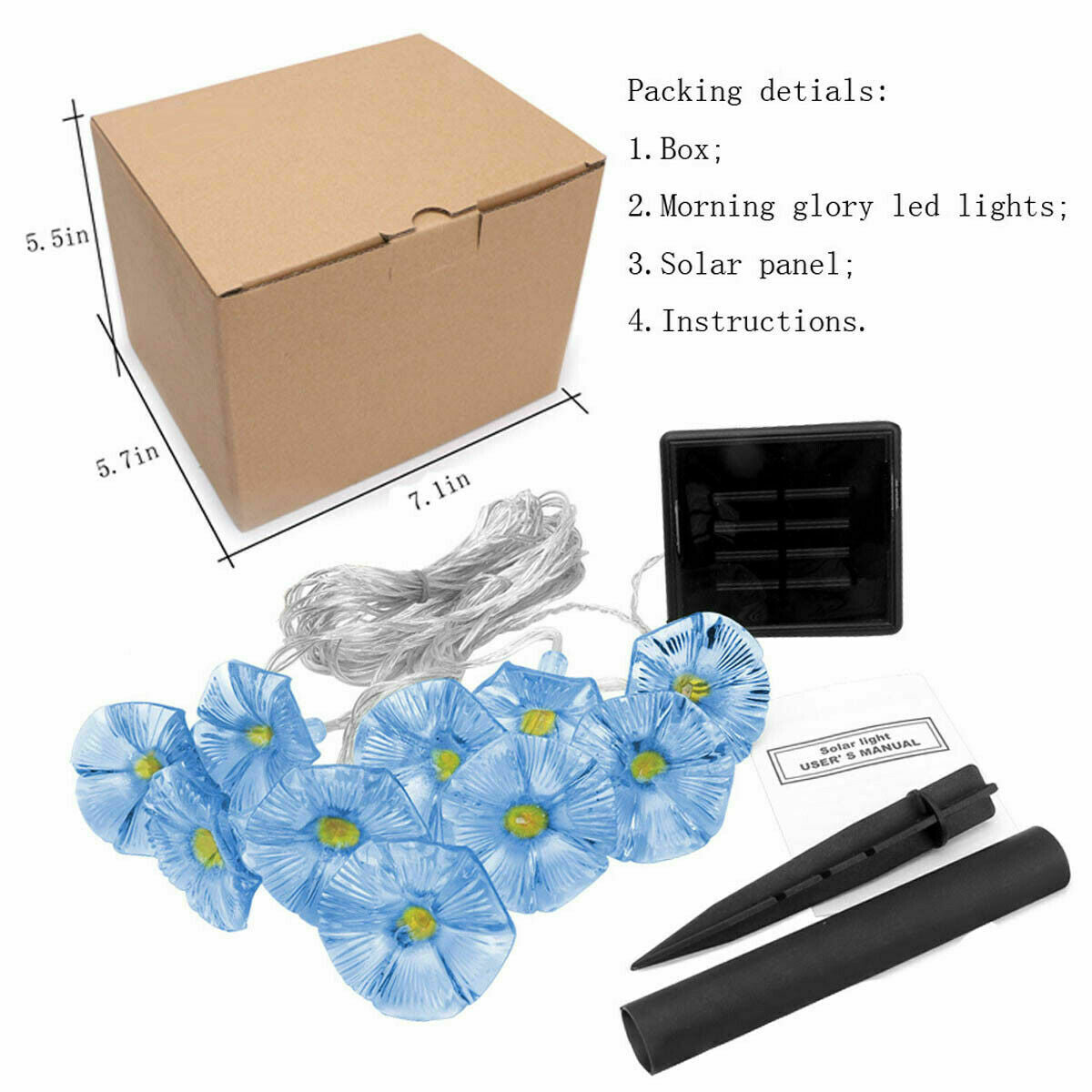 2PK Morning Glory Solar String Lights Garden Decor Flower Lantern Xmas Tree Lamp