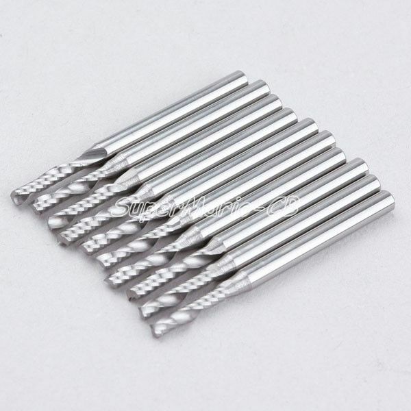 10x 1/8'' Carbide One Sinlge Flute Spiral Router Endmill Bit CED 2.0mm CEL 12mm