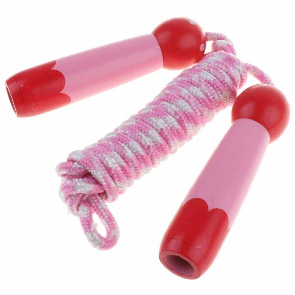 Adjustable Skipping Jump Rope Wooden Handle Fitness Equipment Pink