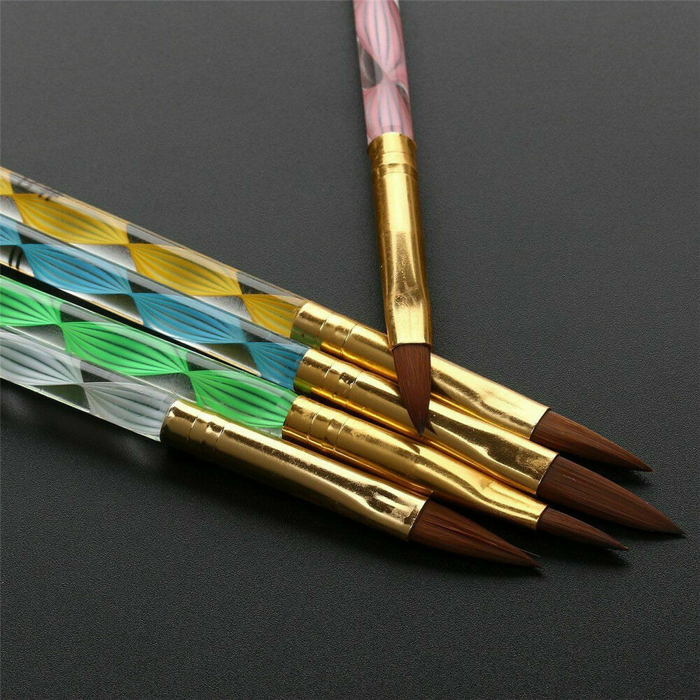 5pcs Acrylic Nail Art UV Gel Carving Pen Brush Liquid Powder No.4 6 8 10 12 Set