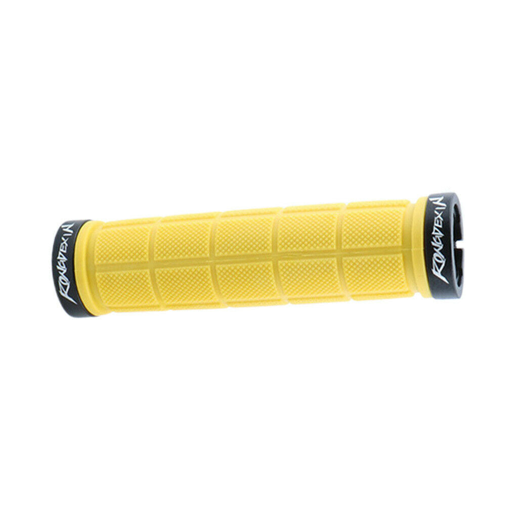 Bike Handlebar Sleeve Rubber Bicycle Lock on Anti slip Grip Yellow Lattice