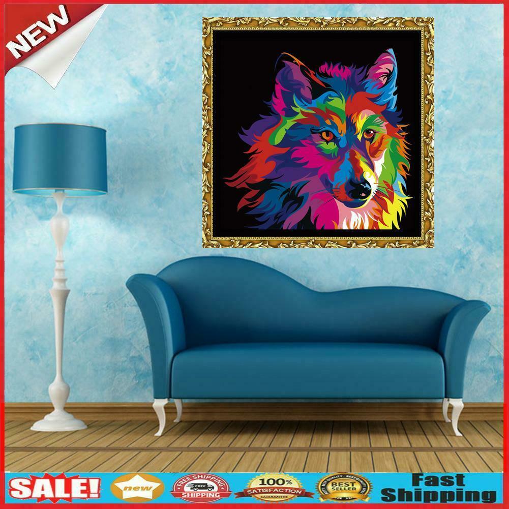 5D Wolf Diamond Embroidery Painting Cross Stitch Mosaic Home Decor @