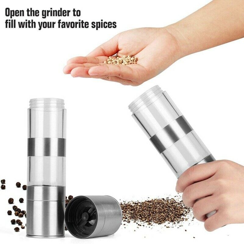 2 In 1 Salt And Pepper Grinder Set,Stainless Steel Salt Grinder With AdjustablJ2