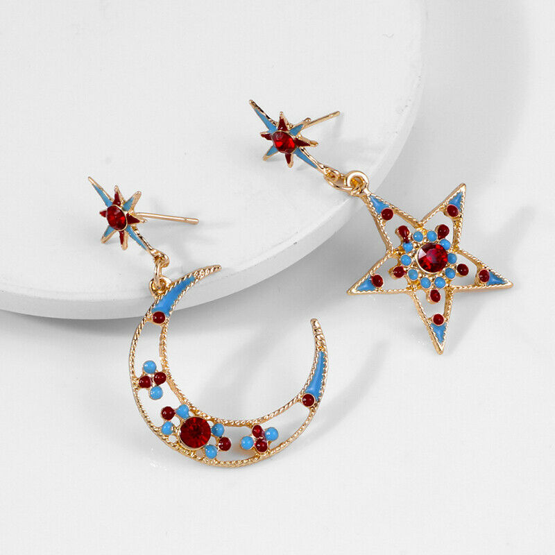 Fashion Women Star Moon Sun Crystal Charm Drop Dangle Earrings Jewelry Gi W Pb