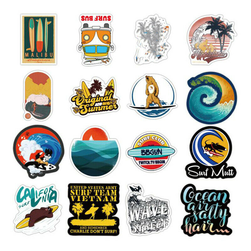 100Pcs Surf Summer Beach Surfing Stickers For Car Styling Motorcycle Luggage