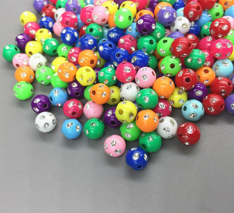 400pcs Mixed color Round Acrylic Loose Beads crafts beads Beaded 8mm