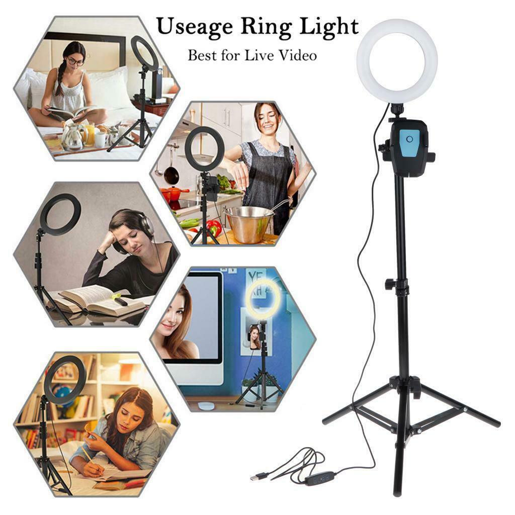6" LED Selfie Ring Light with Tripod Stand Phone Holder Remote for Makeup