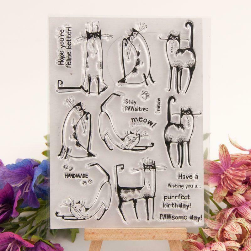 Cute Cat Silicone Clear Stamp Seal DIY Scrapbook Embossing Album Decor Craft Art