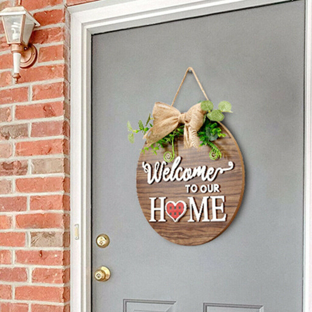 Welcome Sign Home Decorative Hanging Sign Pendant Wall Wreath Spring Decor