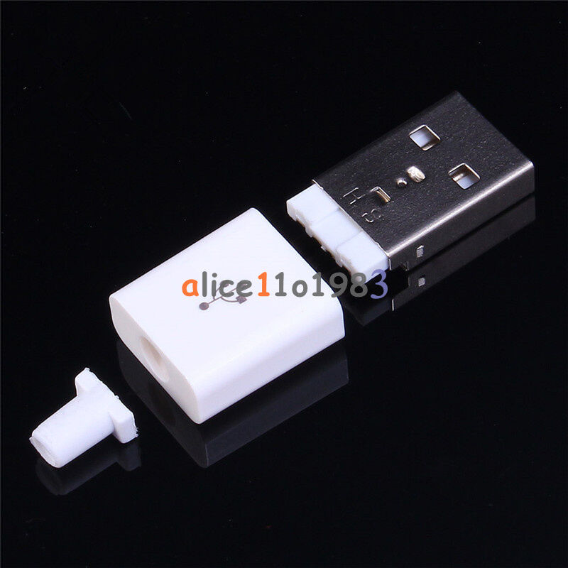 10PCS Male USB Connector USB 2.0 Plug Adapter Kit Type-A 5P White DIY Components