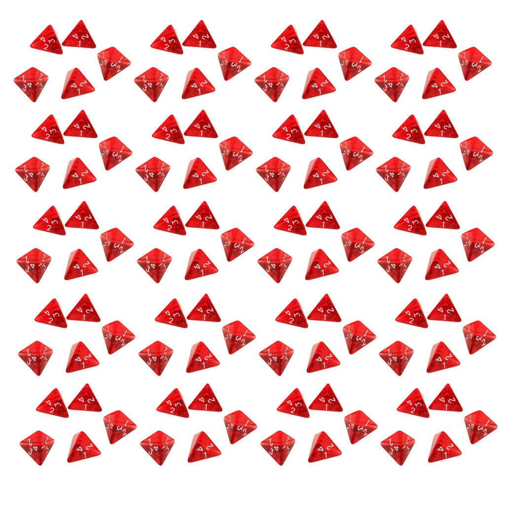 100x Dice Multi Playing Dice D4 Board Game Accessories Party Supplies - Red