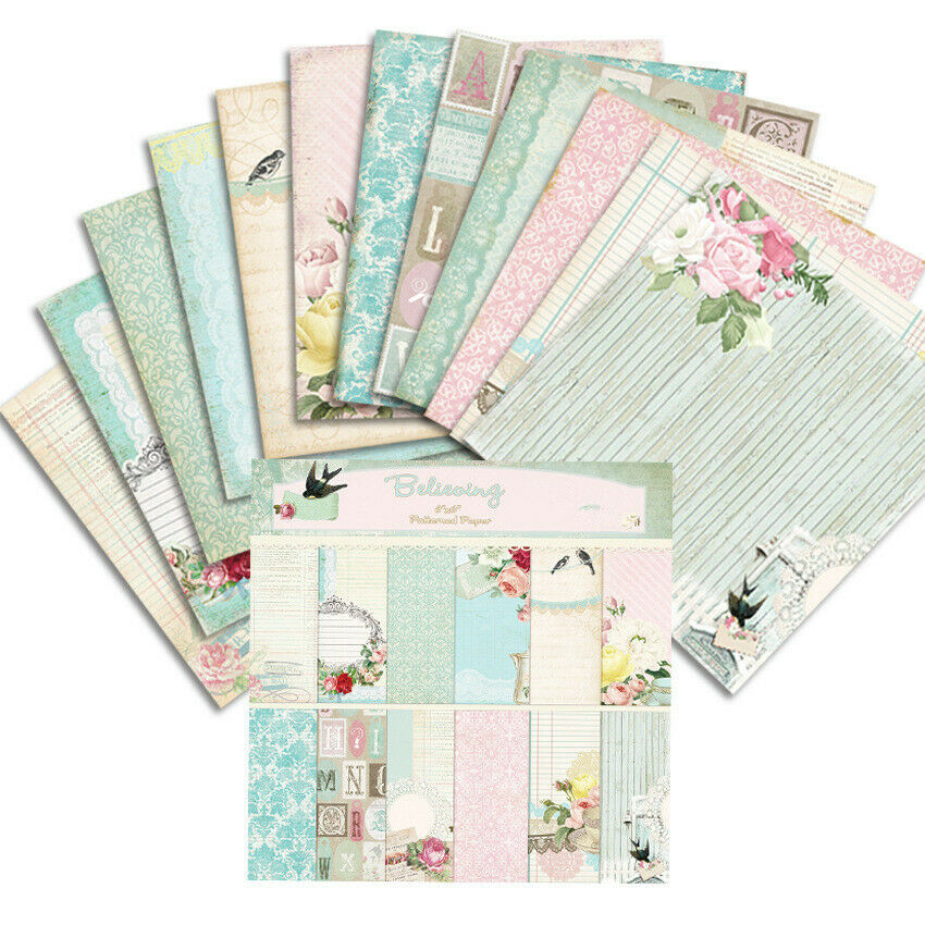 12PCS 6'' Floral Paper Pad Sheet Origami Scrapbooking Background Diary Handcraft