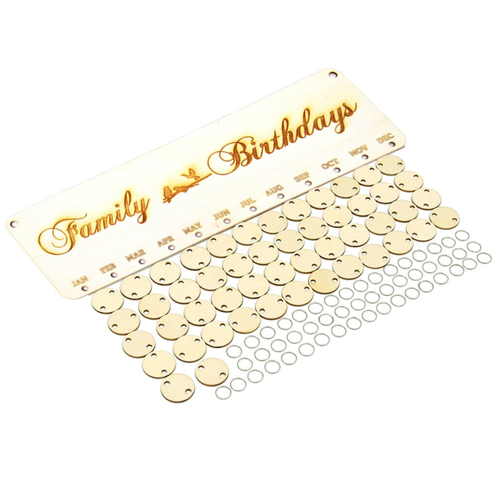 Family Birthdays Reminder Calendar Wooden Board Hanging Plaque Accessories