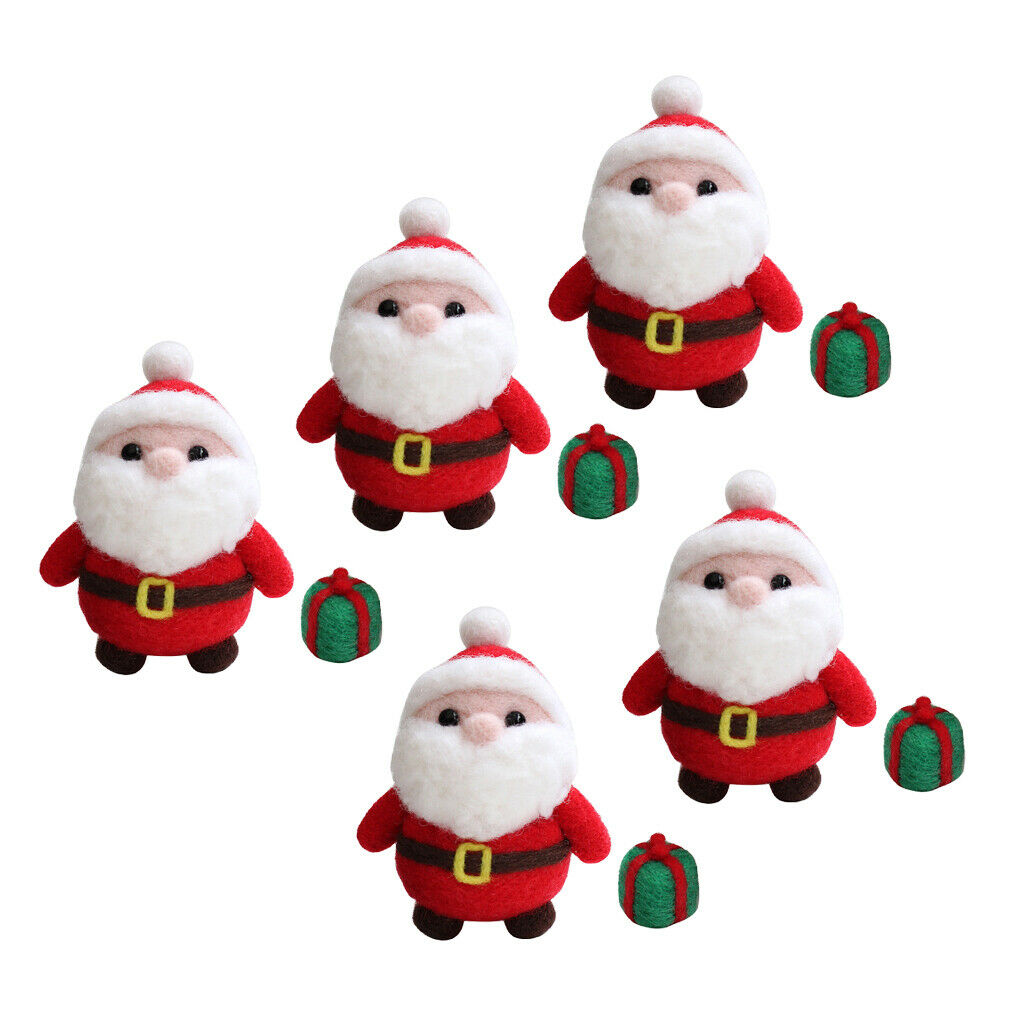 5 Sets Santa Claus Handmade Der  Felting Kit for Adults Kids DIY Gifts