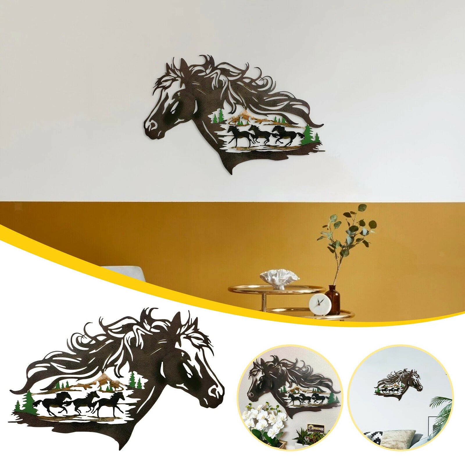 Metal Wall Art Silhouette Running Horse Hotel Sculpture Decoration Artwork