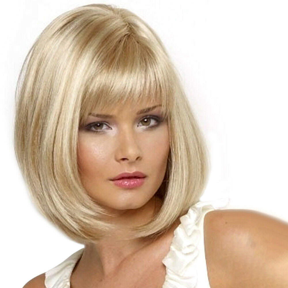 Short Bob Wig Heat Resistant Synthetic Full Wigs Short Straight Bob Hairstyle LI