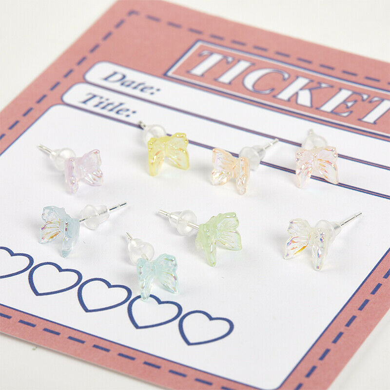 8cps Little Butterfly Stud Tragus Earring For Women Acrylic Rainbow   Earrin Qx