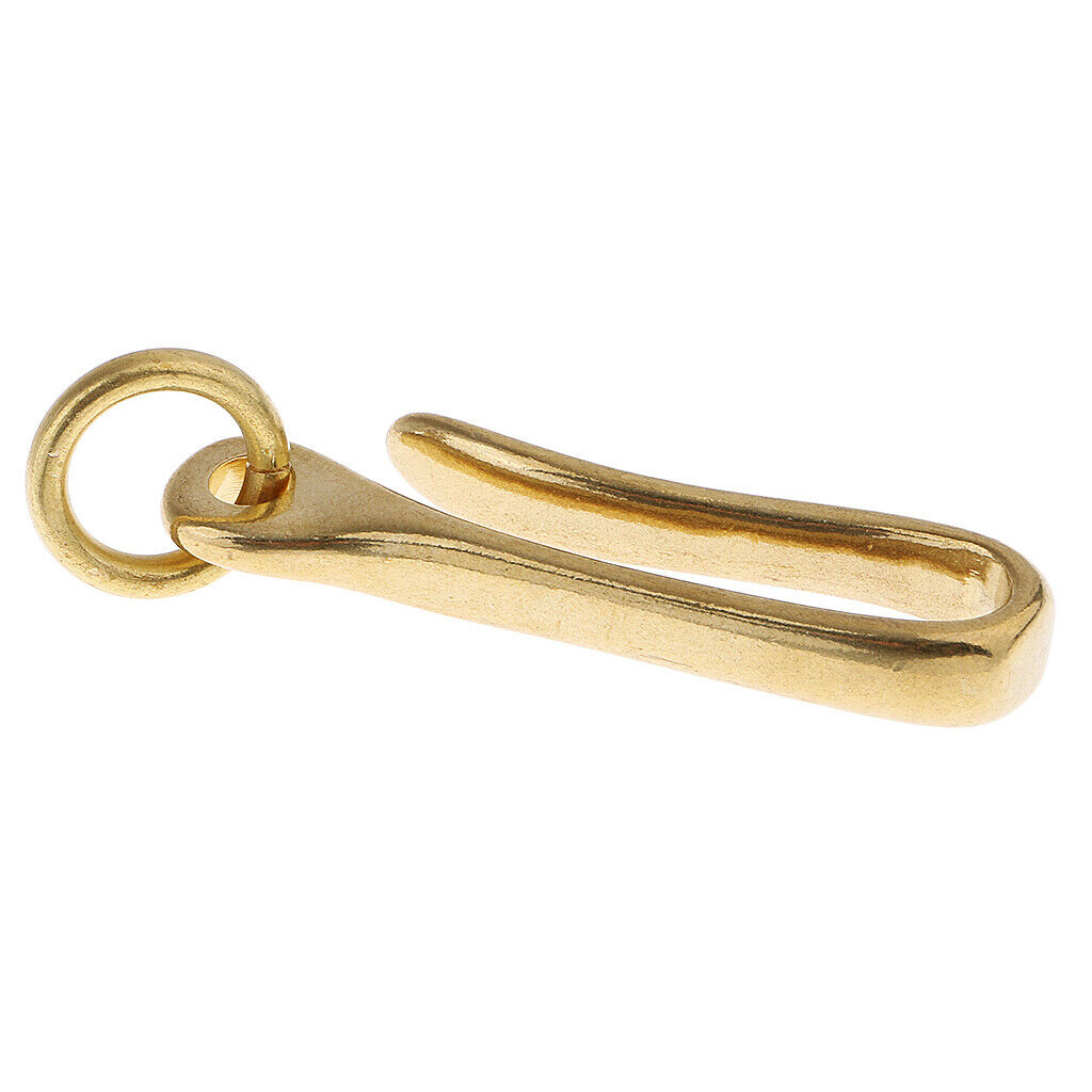 2 Pack Solid Brass U Hook Loop Keychain Belt Wallet Clips Holder