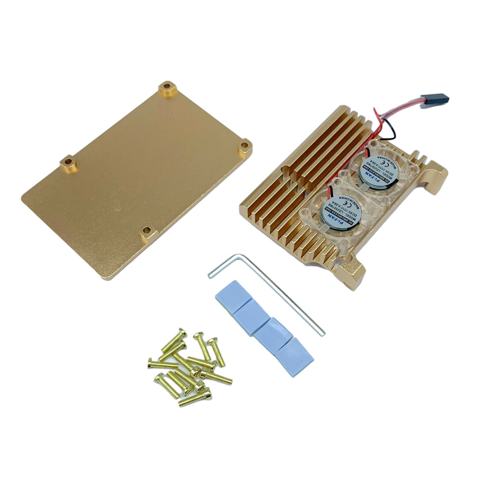 1 Set Metal Case Protection Cover with Dual Cooling Fan for Raspberry Pi 4 B