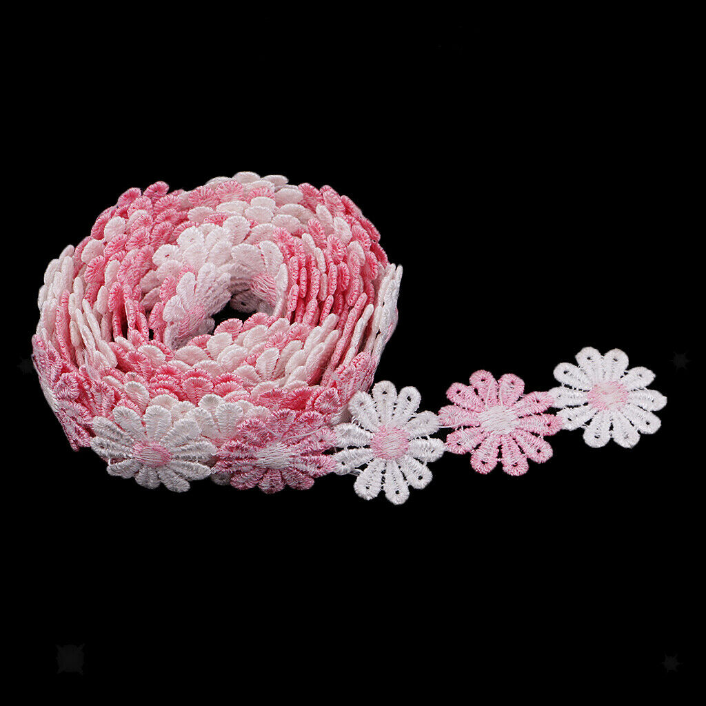 4yd 1" Embroidered Flower Ribbon Decorating Lace and Trims DIY Sewing Crafts