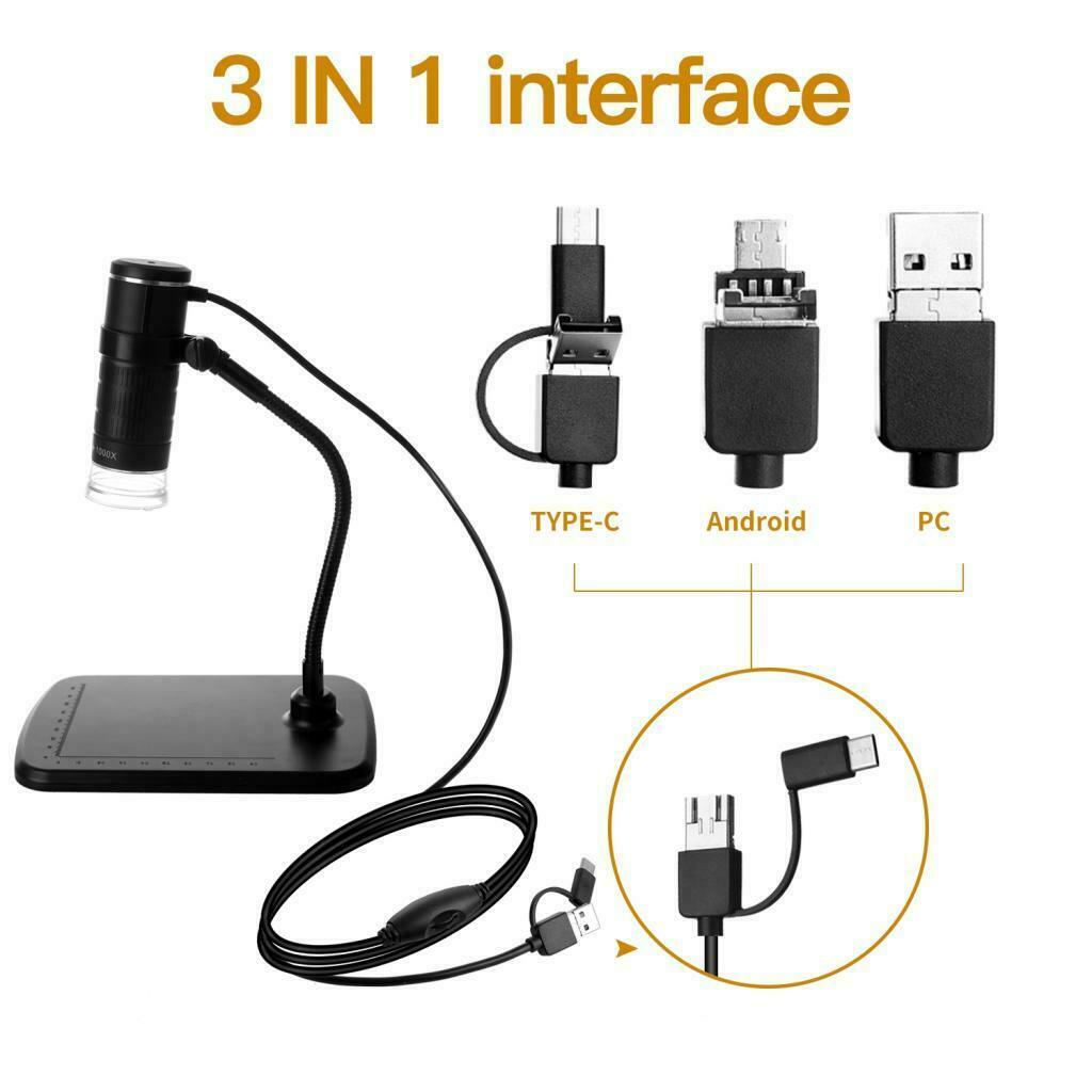 3 in 1 8LED 1000X Digital Microscope Magnifier for PCB solder Electronic Inspect
