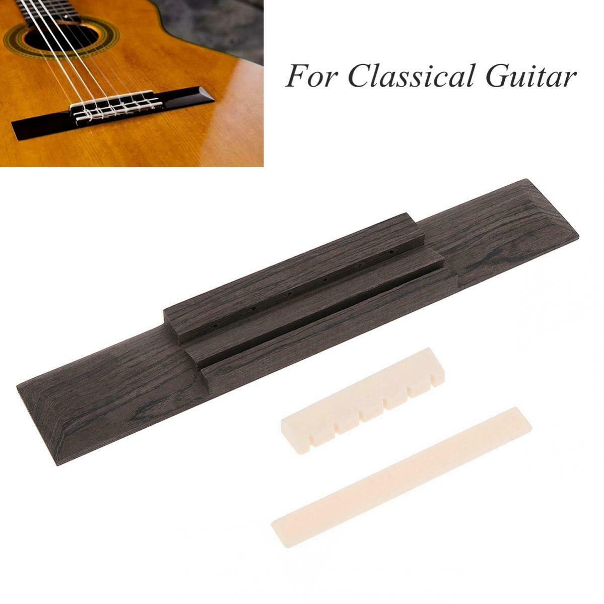 1 Set Rosewood Classical Guitar Bridge Pad+Saddle/Nut for 40 41 Inch Guitar Part
