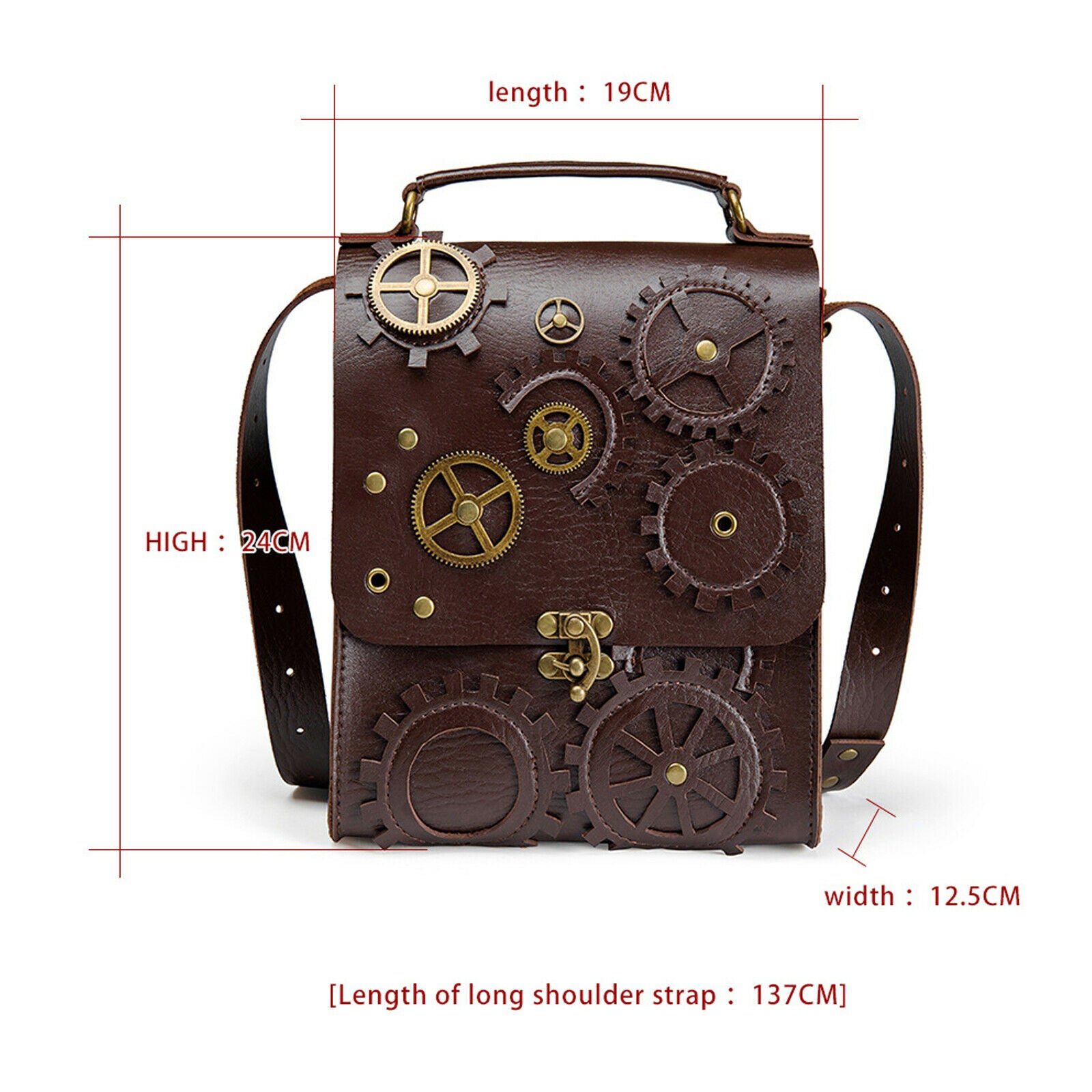 Womens Steampunk Gothic Bags Hip Faux Leather Crossbody Shoulder Handbag Rock