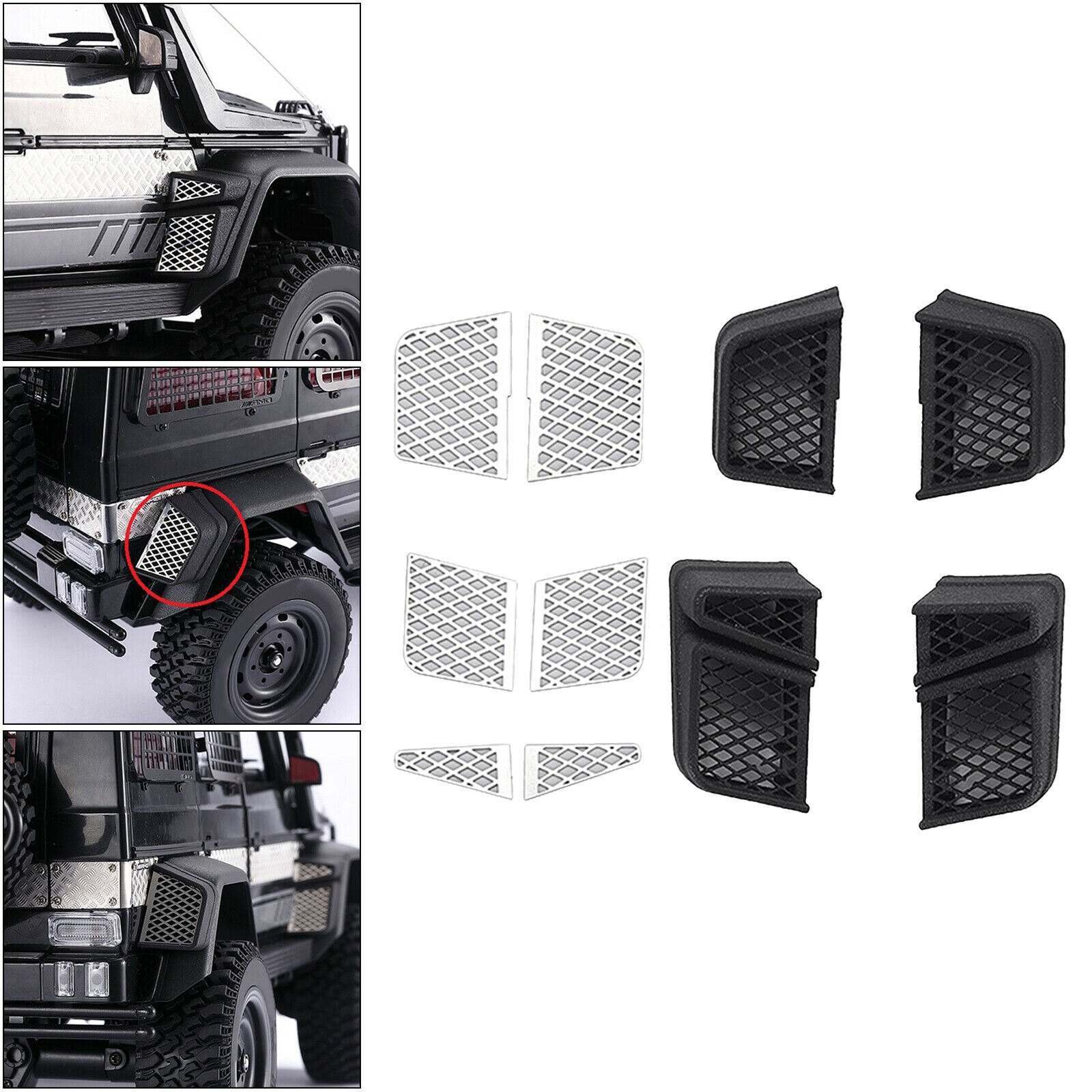 Front Rear Wheel Eyebrow Side Exhaust Grille Kit for MN86S MN86KS RC Crawler