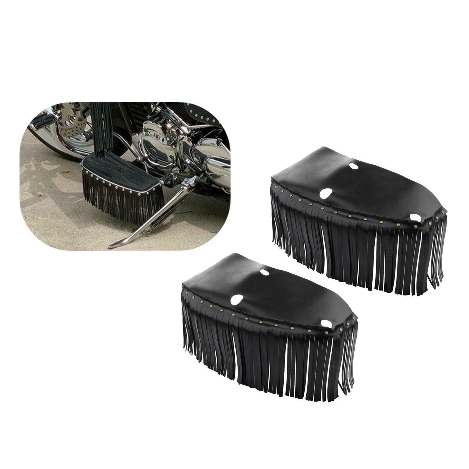Motorcycle Front Driver Floorboard Cover with Tassel Rear Floor Board Fringe