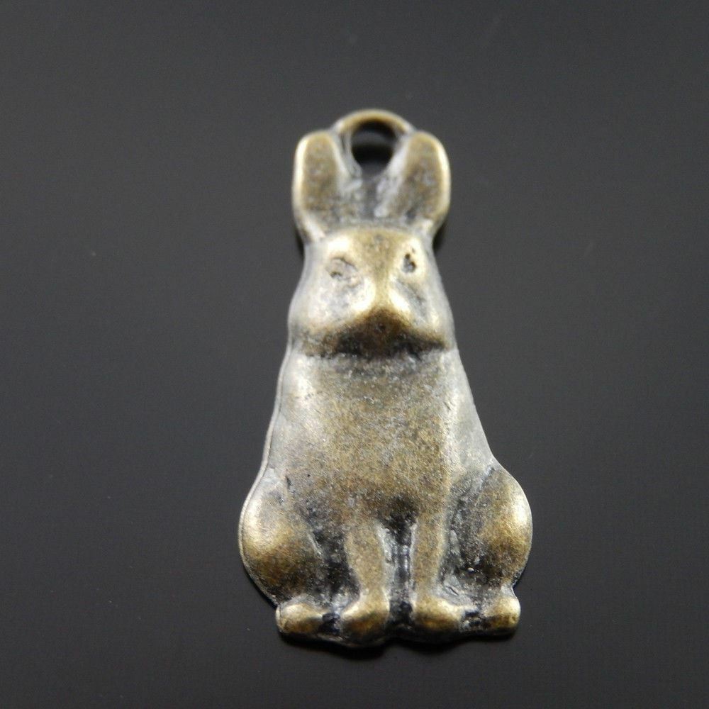40 pcs Antiqued Bronze Rabbit Alloy Charm Bunny For Pendant Jewelry DIY 21*12mm